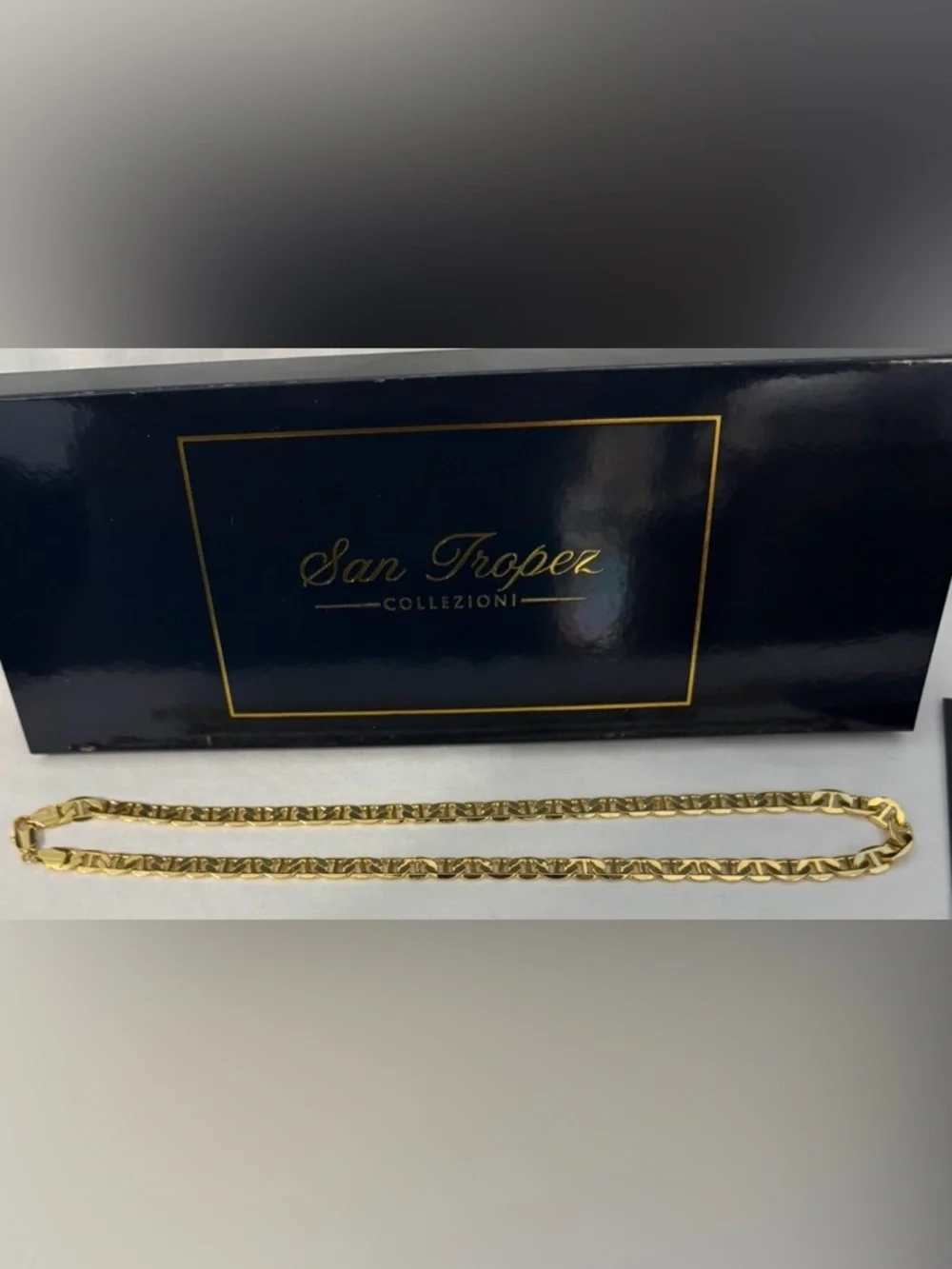 14KGP Designer Link Chain Necklace Statement Gold Tone 23” San Tropez Collezioni